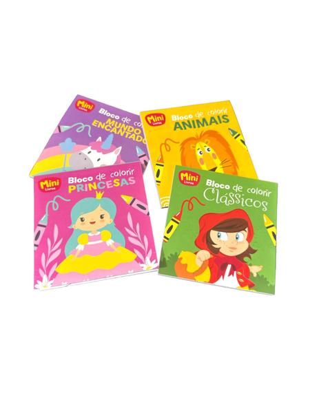 Imagem de Kit 16un Kit Mini Livros Bloco De Colorir infantil divertido