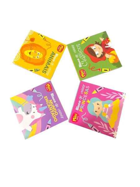 Imagem de Kit 16Un Kit Mini Livros Bloco De Colorir Infantil Divertido