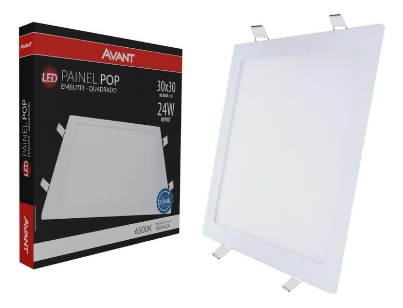 Imagem de Kit 17 Plafon Pop de Embutir 30x30cm Avant 24W 6500K Bivolt Luz Branca - Quadrado