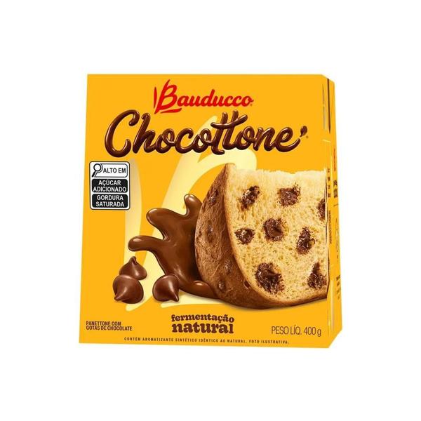 Imagem de Kit 18 Bauducco Chocottone Gotas De Chocolate 400g Caixa