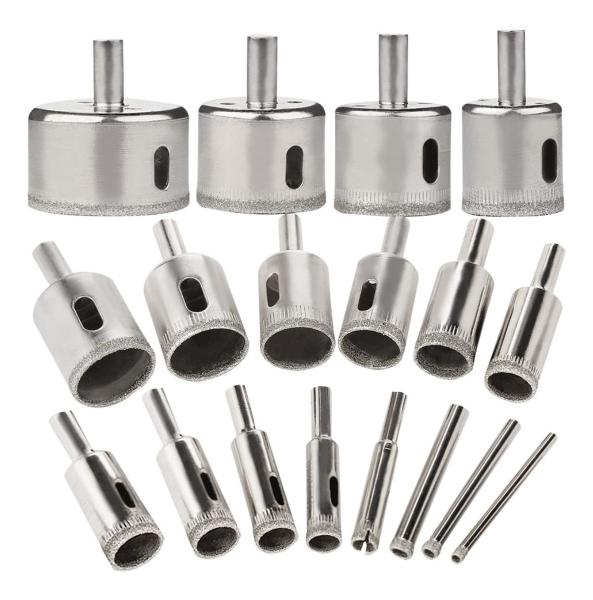 Imagem de Kit 18 Brocas Diamantada Serra Copo 3 A 50 Mm Vidro Ceramica