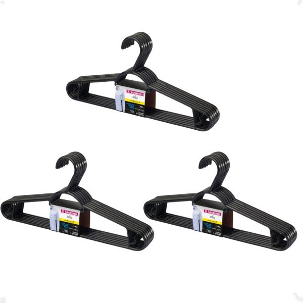 Imagem de Kit 18 Cabides Pendura Mais Resistente Preto 40X18Cm Sanremo