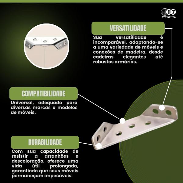 Imagem de Kit 18 Conector De Canto Reforço Em Aço Para Armários Madeira Moveis Balançando