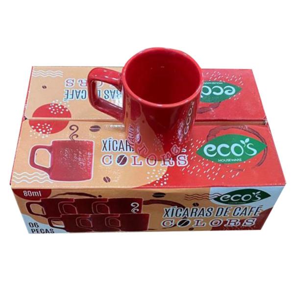 Imagem de Kit 18 Mini Canecas Chá Vermelho 80mL Xícara Café Expresso