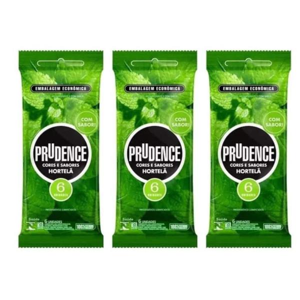 Imagem de Kit 18 Preservativos Cores Sabores Hortelã Prudence 3 Pacotes