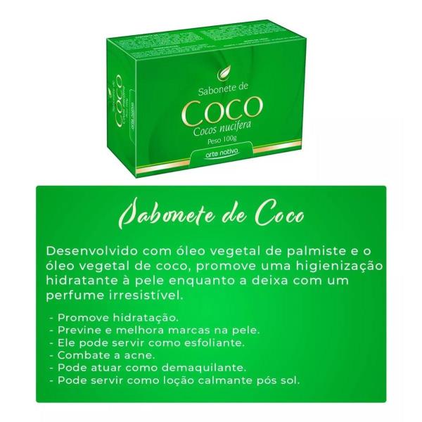 Imagem de Kit 18 Sabonetes de Coco, Hidratação, e Limpeza suave para Peles Ressecada, Mista e Normal, 100g cada - Arte Nativa