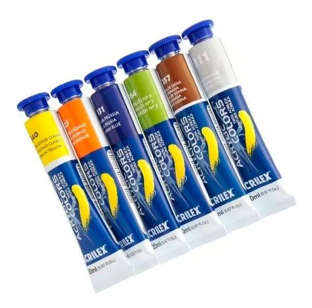 Imagem de KIT 18 TINTAS ACRÍLICAS ACRYLIC COLORS ACRILEX 20ml PARA TELA