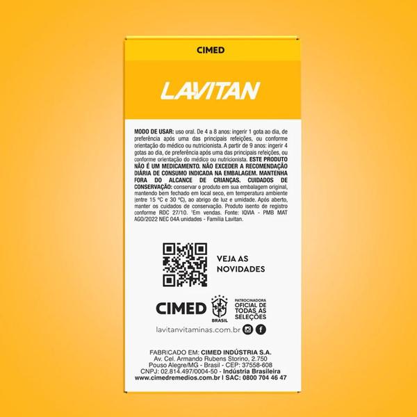 Imagem de Kit 18 Vitamina D Lavitan Gotas 500UI Sabor Limão 10Ml-Cimed