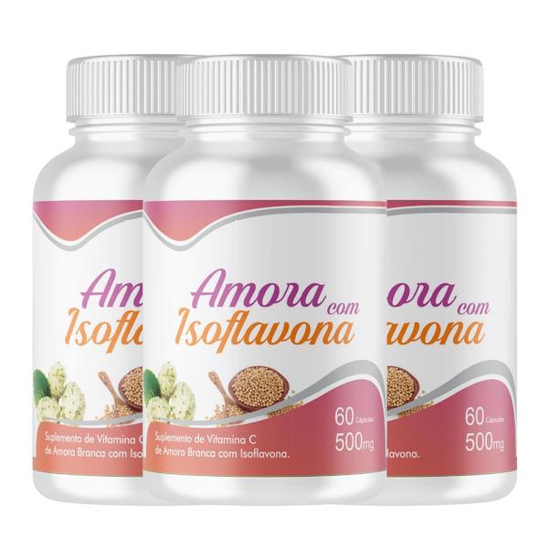 Imagem de Kit 180 Cápsulas Amora Branca Com Isoflavonas E Vitamina C