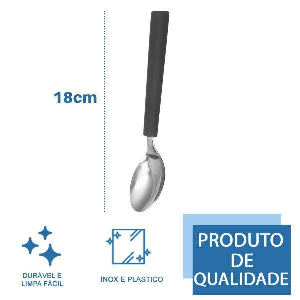 Imagem de Kit 180 Colheres Cabo Preto Cozinha Talher Firme Resistente