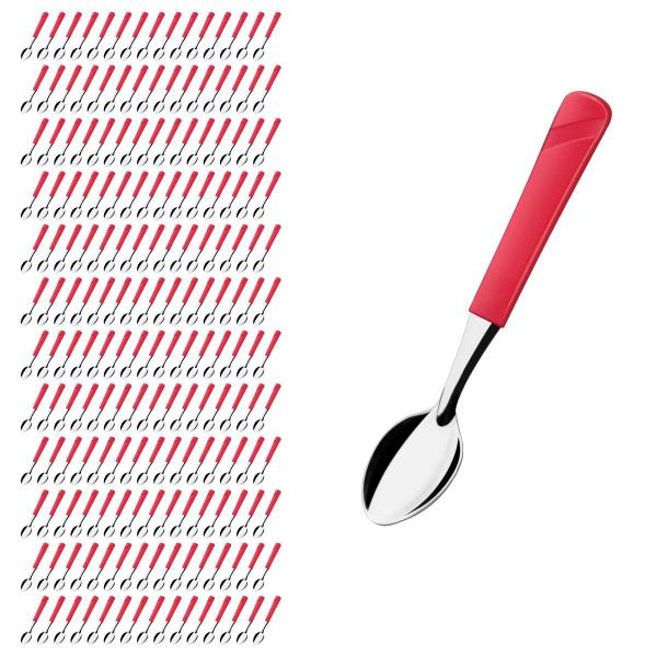 Kit 180 Colheres de Chá Aço Inox e Plástico Vermelho Luna - Taumer Imagem de Kit 180 Colheres de Chá Aço Inox e Plástico Vermelho Luna