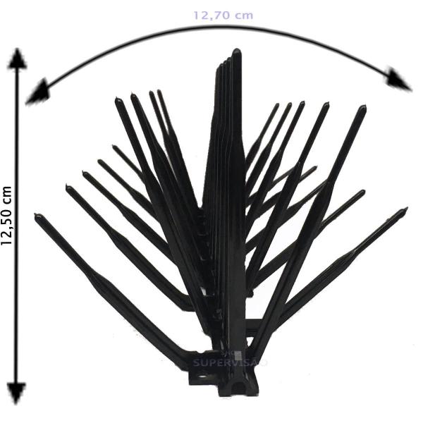 Imagem de Kit 180 Espículas Anti Pombos Inibe Aves Preto