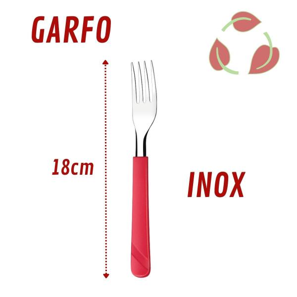 Imagem de Kit 180 Garfos Restaurante Inox e Plástico Vermelho Luna