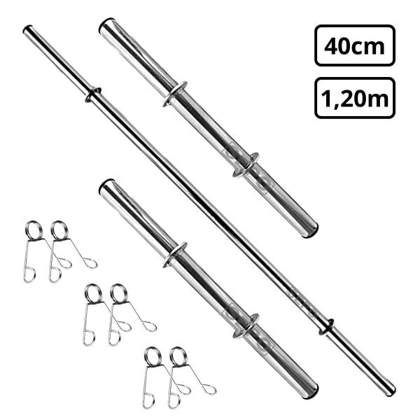 Imagem de Kit 18Kg Anilhas de Ferro Fundido Pintadas com Barras de 40cm e 1,20m