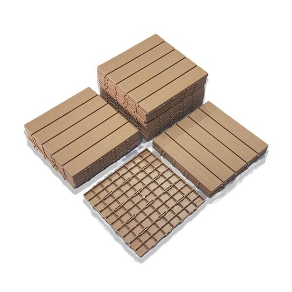 Imagem de Kit 18un Deck Madeira Plástica para Piscinas Jardins 30x30