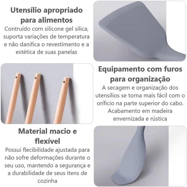 Imagem de Kit 19 Peças - Jogo de Utensílios de Cozinha em Silicone Completo - Antiaderente e Resistente ao calor