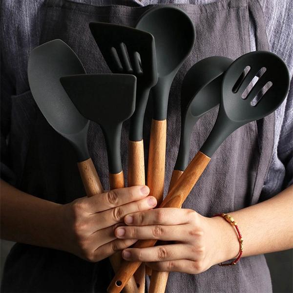 Imagem de Kit 19 Peças - Jogo de Utensílios de Cozinha em Silicone Completo - Antiaderente e Resistente ao calor