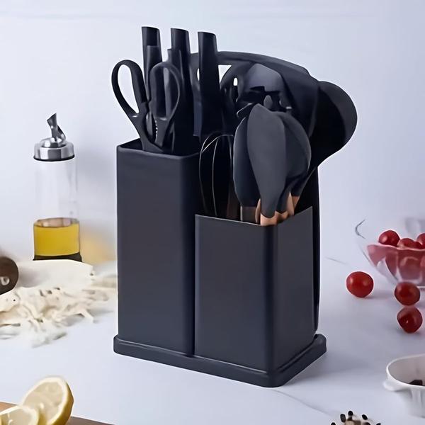 Imagem de Kit 19 Utensílios de Cozinha Silicone Tábua Faca Pegador Batedor Espátula 099