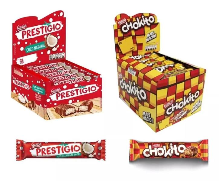 Kit 1cx Chocolate Prestígio + 1cx Chokito C/30un - Nestlé Imagem de Kit 1cx Chocolate Prestígio + 1cx Chokito C/30un - Nestlé