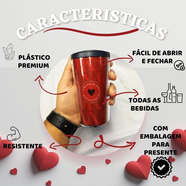 Imagem de Kit 1Un Copo Térmico Plástico Vermelho Smart+ 1 Un Caneca