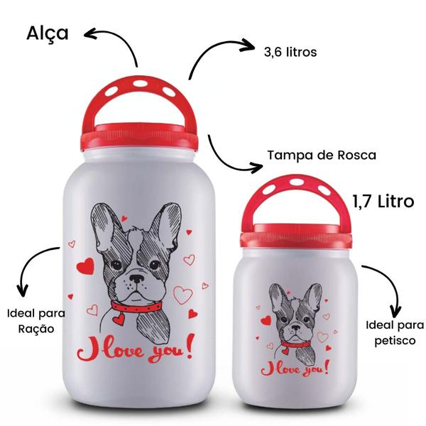 Imagem de KIT 1x POTE RAÇÃO 3,6L + 2 POTES 1,7L PETISCO DOG LOVE