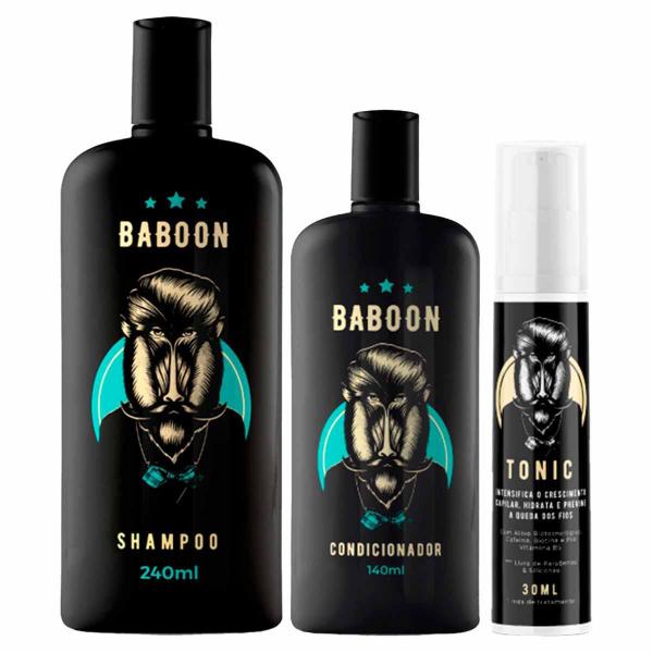 Imagem de Kit 1X Shampoo 1X Condicionador 1X Tônico Para Cabelo Baboon