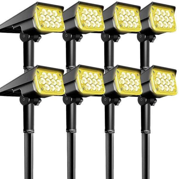 Imagem de Kit 2/3/4/6/8/10 Refletores Ecoforce Solar 6 Leds Amarelo Ambar 10x Mais Forte Spot Jardim Prova D'água Luminária