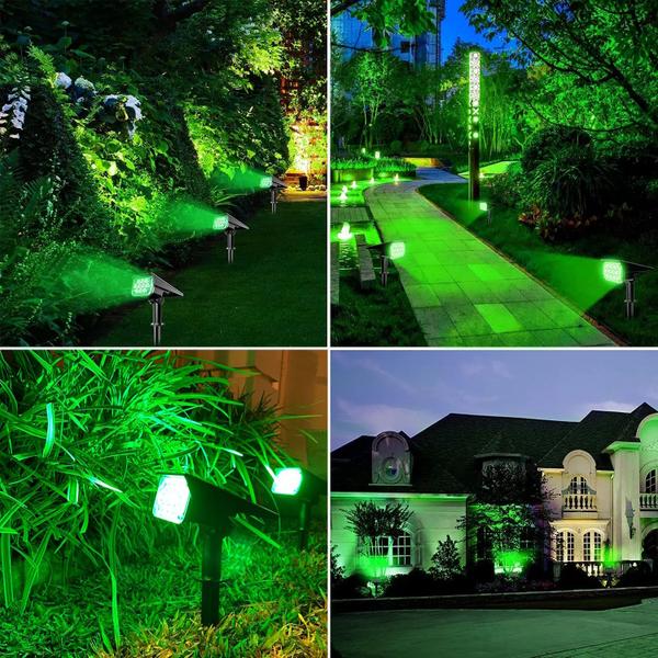 Imagem de Kit 2/3/4/6/8/10 Refletores Ecoforce Solar 6 Leds Verde 10x Mais Forte Spot Jardim Prova D'água Luminária