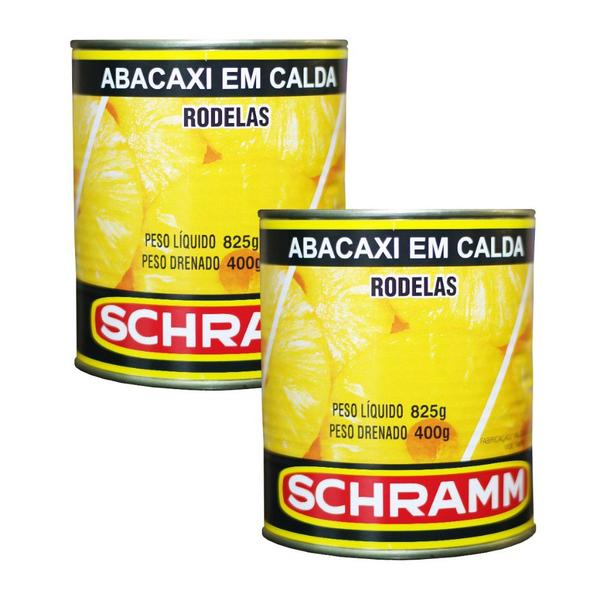 Kit 2 Abacaxi em Calda Rodelas Schramm Lata 400g Imagem de Kit 2 Abacaxi em Calda Rodelas Schramm Lata 400g