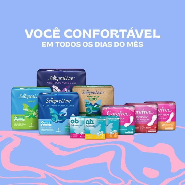 Imagem de Kit 2 Absorventes Externo Sempre Livre Adapt Plus Noite e Dia Com Abas 16 unidades