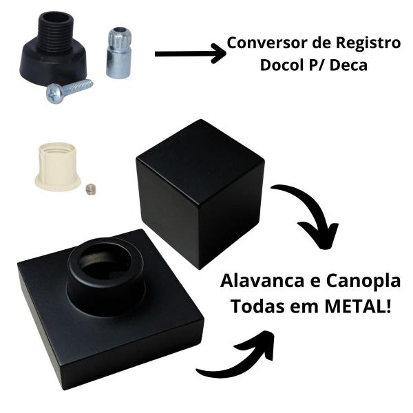 Imagem de Kit 2 Acabamento Metal Registro Base Docol Quadrado Preto