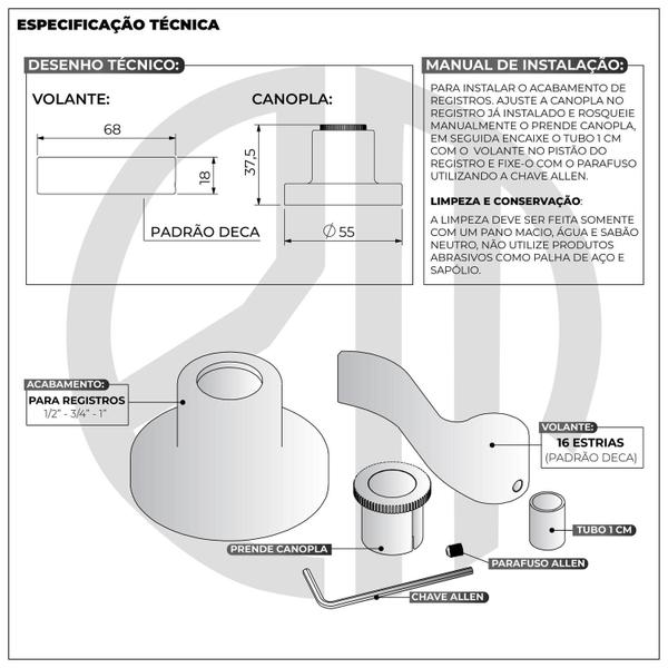 Imagem de Kit 2 Acabamento Registro Alavanca Rose Gold Fosco Padrão Deca 3/4 C77