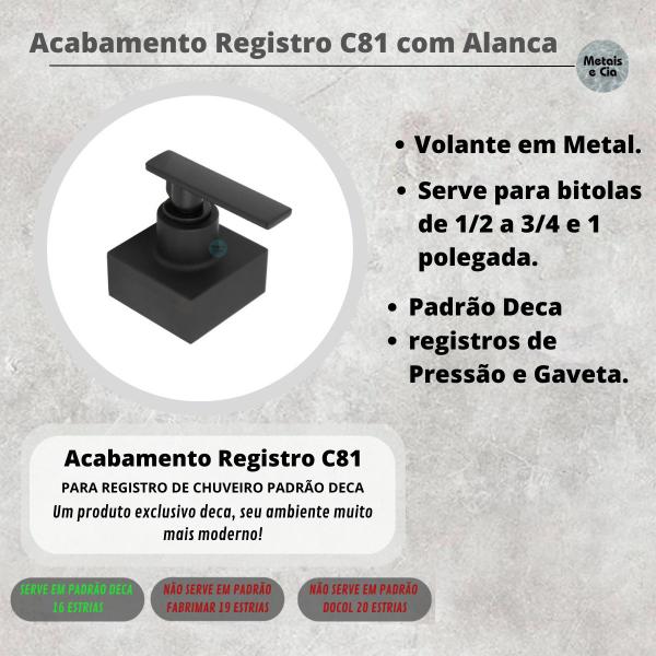 Imagem de Kit 2 Acabamento Registro Inox Quadrado Preto 1/2 A 3/4