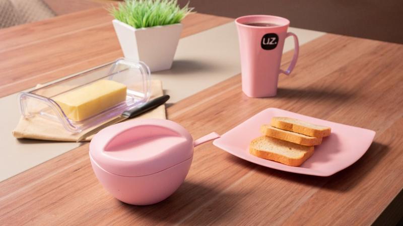 Imagem de Kit 2 Açucareiros Rosa com Colher Plastica Cozinha Gourmet