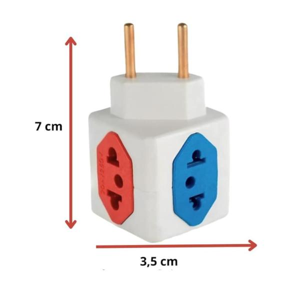 Imagem de Kit 2 Adaptador Tomada Cubo 4 Entradas Benjamin 10 A Dado