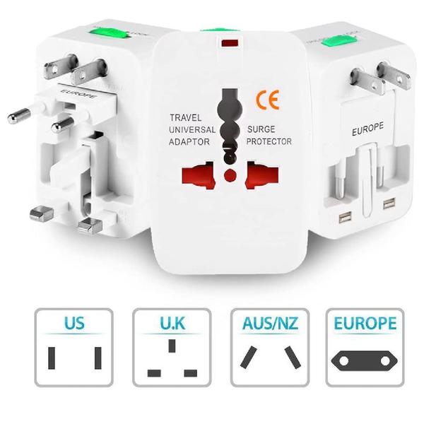 Imagem de Kit 2 Adaptador Tomada Plug Universal Eua Europa Uk Usa Asia 150 Países Viagem Bivolt