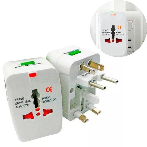 Imagem de Kit 2 Adaptador Tomada Universal Para Viagem Internacional 110V/220V