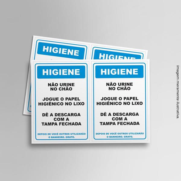 Imagem de Kit 2 Adesivos de Sinalização Higiene Banheiro 14cmx20cm