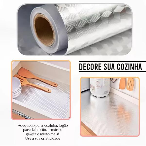 Imagem de Kit 2 Adesivos Decorativo Aluminio Impermeável 40cmx6m