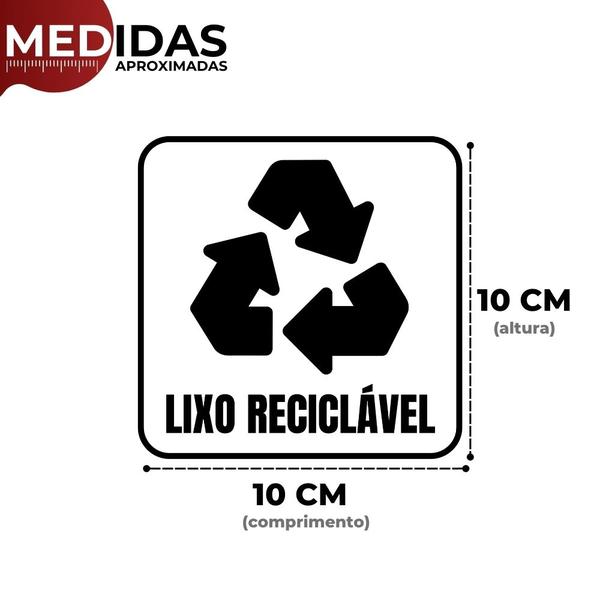 Imagem de Kit 2 Adesivos em Vinil Transparente Lixo Comum e Lixo Reciclável Sinalização Organização