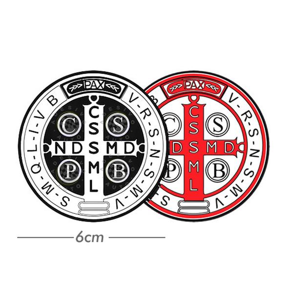 Imagem de Kit 2 Adesivos Medalha de São Bento Pb Preto & Branco Vermelho 6cm