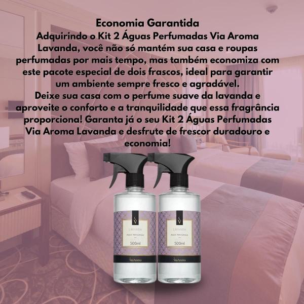 Imagem de Kit 2 Agua Perfumada Via Aroma Lavanda Ambiente Tecidos Casa