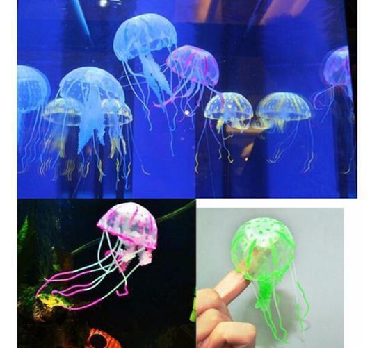 Imagem de Kit 2 Água Viva Medusa Fluorescente Enfeite Silicone Aquário