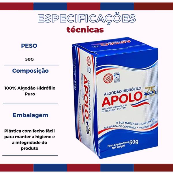 Imagem de Kit 2 Algodão Apollo Rolo 50g Hidrofilo