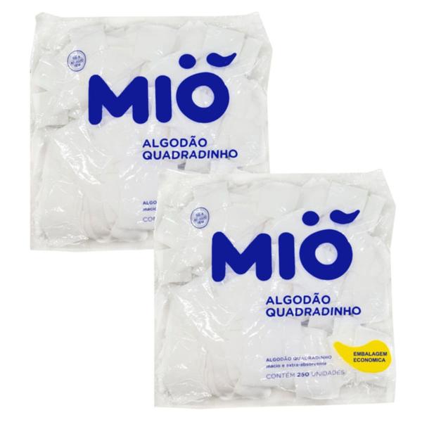Kit 2 Algodão Mió Quadradinho 250 Unidades Imagem de Kit 2 Algodão Mió Quadradinho 250 Unidades