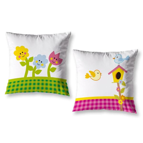 Imagem de Kit 2 Almofadas Cheias Estampadas Infantil 40 X 40 Florzinha