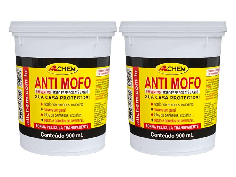 Imagem de Kit 2 Anti Mofo Preventivo 900ml - MOFO FREE POR ATÉ 3 ANOS ALLCHEM Combate Fungos Bactérias Bolores