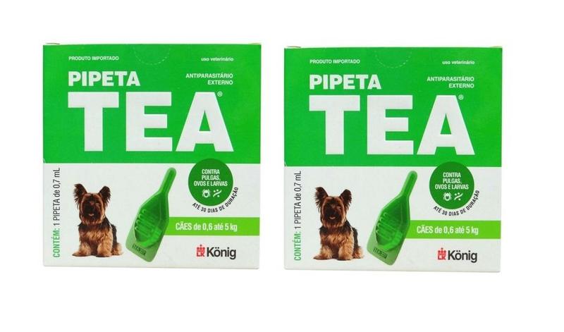 Imagem de Kit 2 Anti Pulgas Pipeta Tea Konig Para Cães De 0,6 Kg Á 5kg