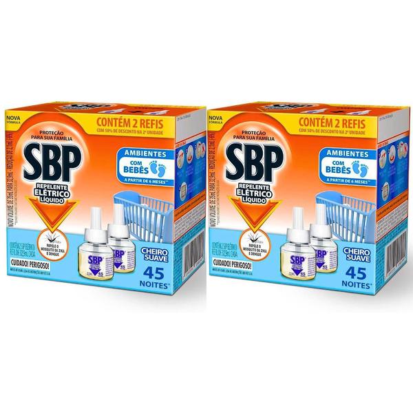 Imagem de Kit 2 Aparelho Elétrico +Refil Líquido Cheiro Suave Sbp 35ml