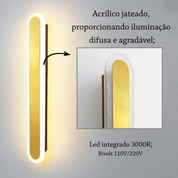 Imagem de Kit 2 Arandela Acrilico Aluminio Dourado Corredor Led Lup99